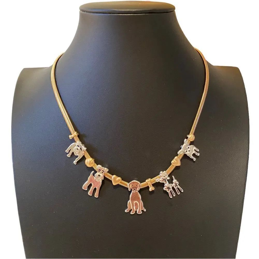 Bella Jack Adorable Dog Charm Necklace Showcasing a variety of breeds.